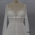 2021luxury lace long sleeve mermaid sexy wedding dress custom backless Ivory tulle wedding dress